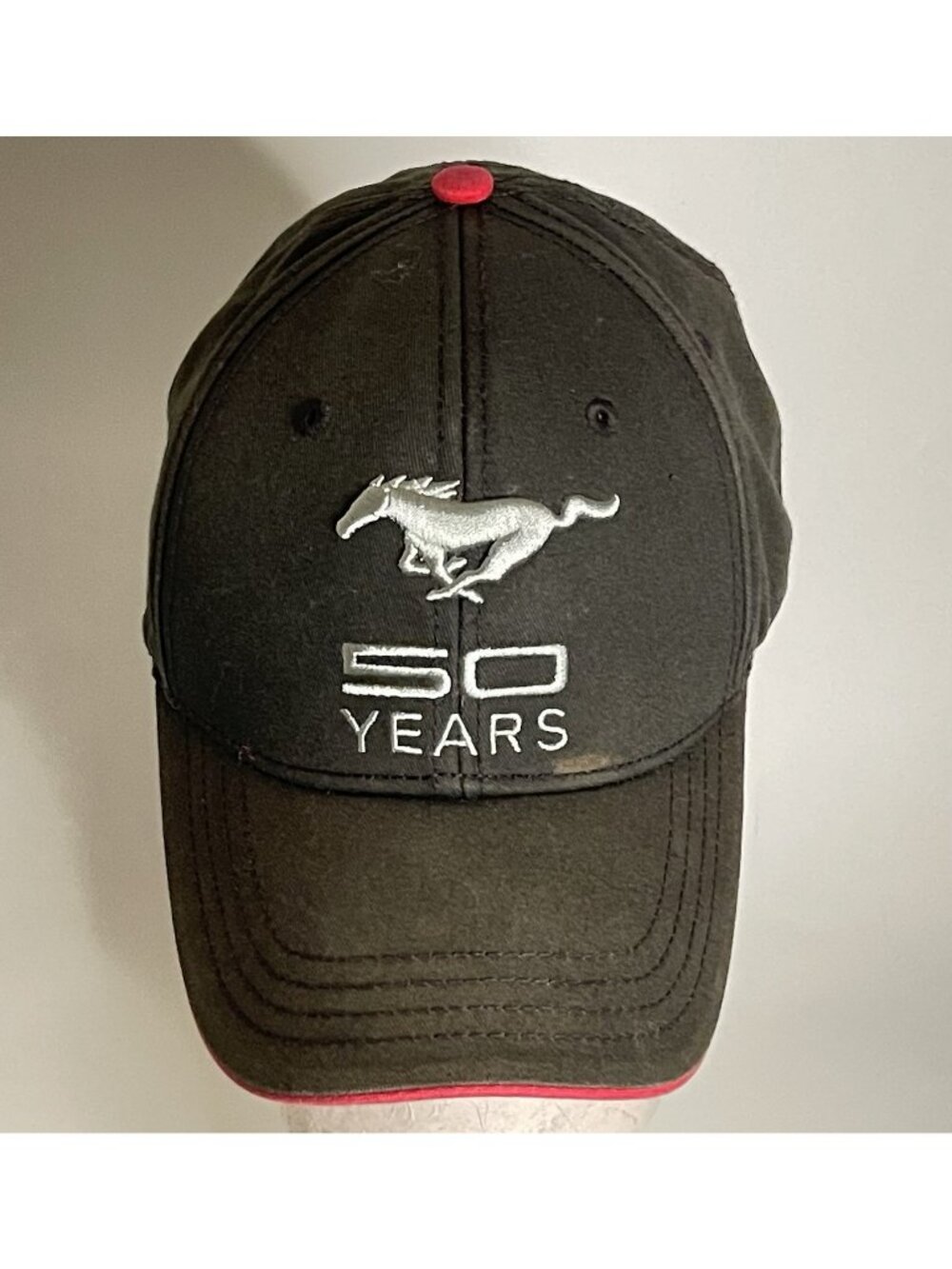 Ford Mustang 50 Years Official Licensed Adjustable Hat Black Red Embroidered Cap